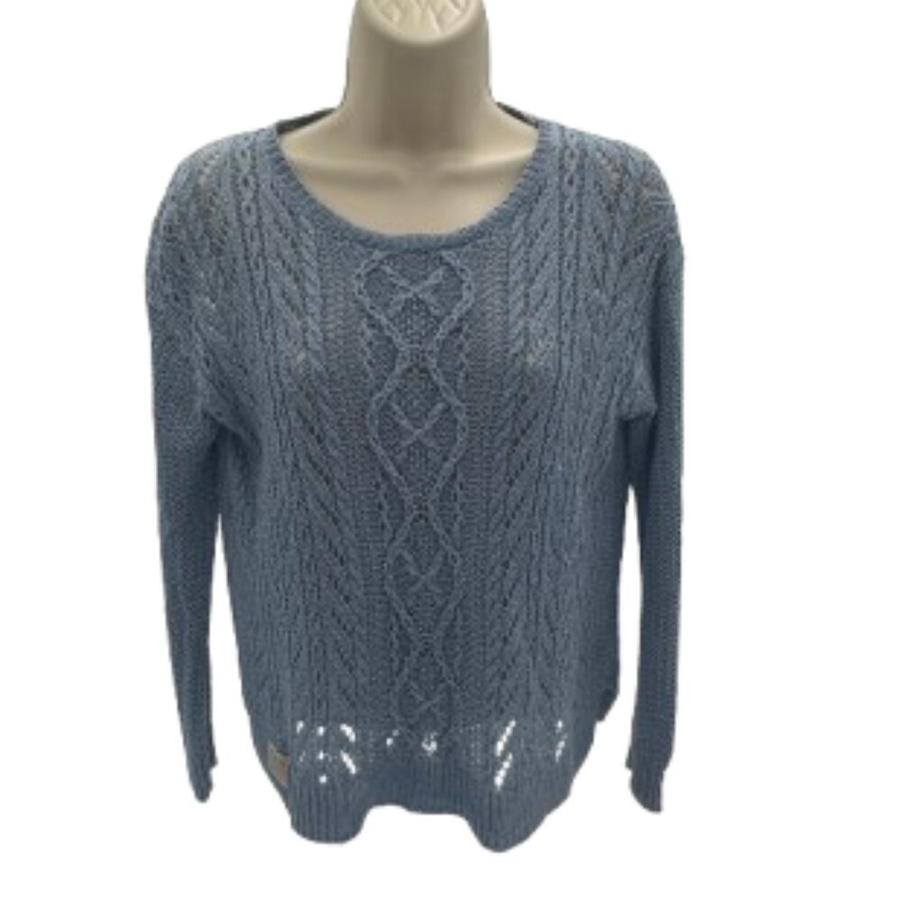 Polo Ralph Lauren Linen Crochet Ladies Blue Pull Over Sweater Medium Size 8 - 10